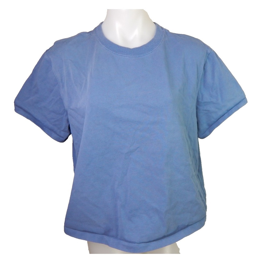 LululemonTop Relaxed Fit Cotton Jersey T-Shirt Blue Crew Heavyweight